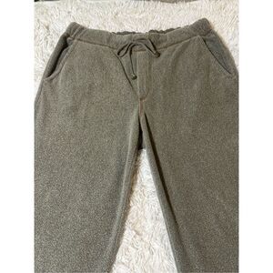 Men's terry cloth drawstring elastic waist olive sweatpants 34x33